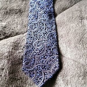 Bruno Piattelli 100% Silk Handmade Black, Blue And Grey Tie